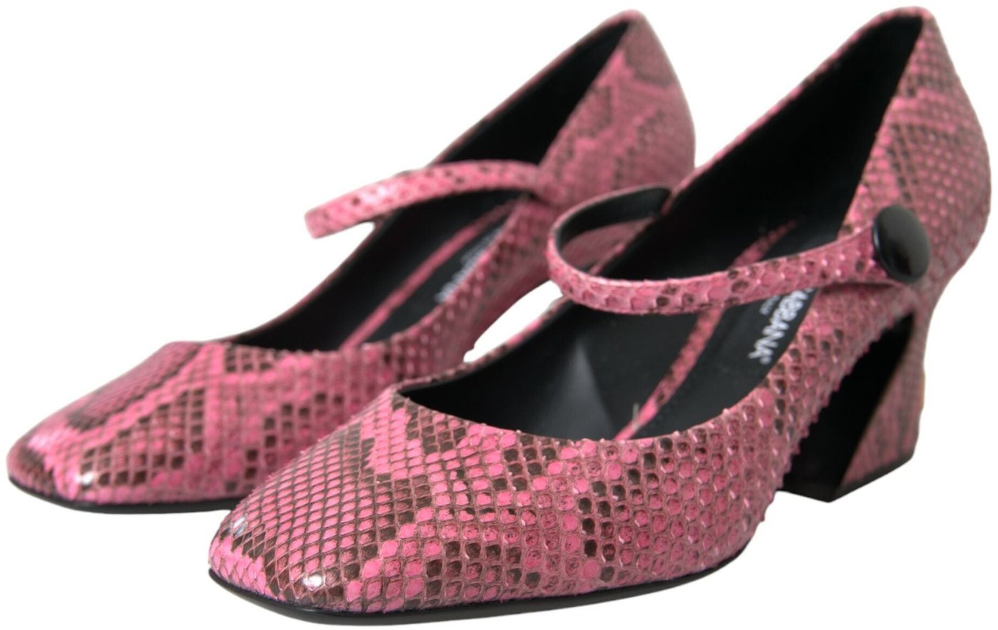 Dolce & Gabbana Pink Python Leather Mary Jane Heels Shoes