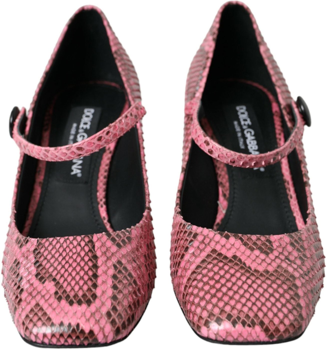 Dolce & Gabbana Pink Python Leather Mary Jane Heels Shoes