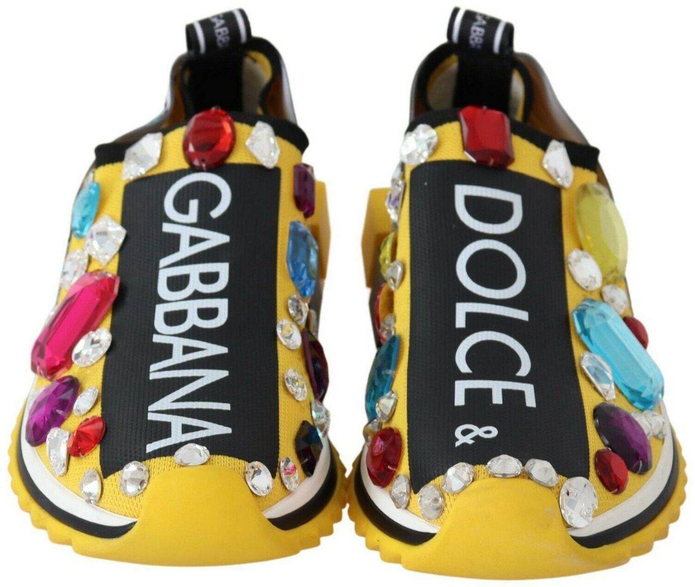 Dolce & Gabbana Yellow Multicolor Crystals Sneakers Shoes
