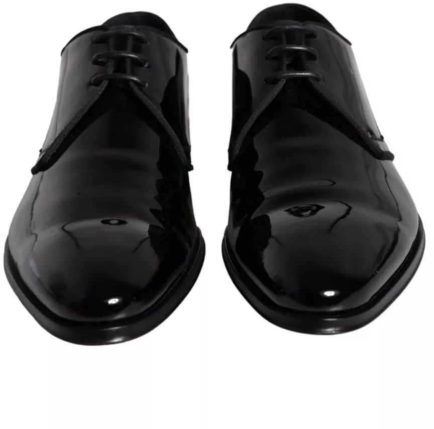 Dolce & Gabbana Black Calfskin Leather Derby Men Dress Shoes