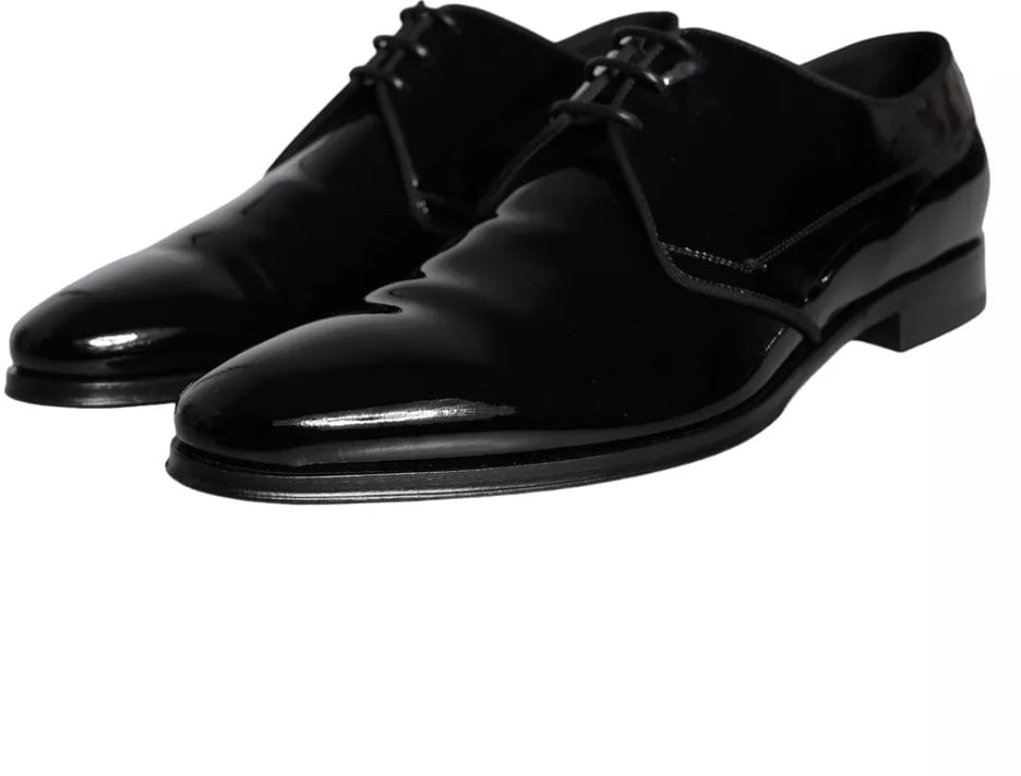 Dolce & Gabbana Black Calfskin Leather Derby Men Dress Shoes