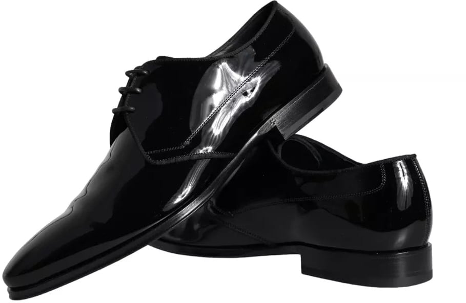 Dolce & Gabbana Black Calfskin Leather Derby Men Dress Shoes
