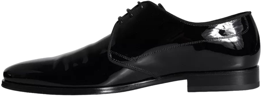 Dolce & Gabbana Black Calfskin Leather Derby Men Dress Shoes