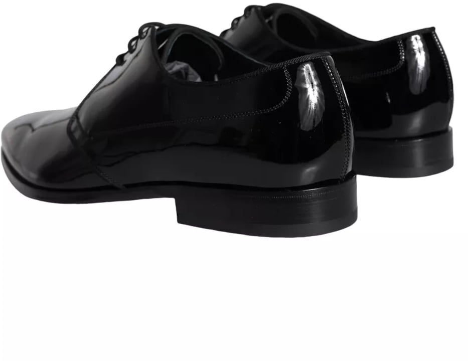 Dolce & Gabbana Black Calfskin Leather Derby Men Dress Shoes