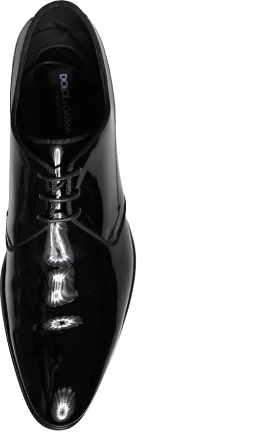 Dolce & Gabbana Black Calfskin Leather Derby Men Dress Shoes