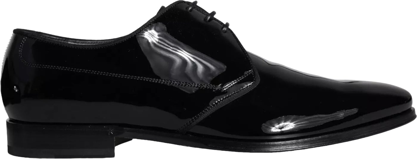 Dolce & Gabbana Black Calfskin Leather Derby Men Dress Shoes