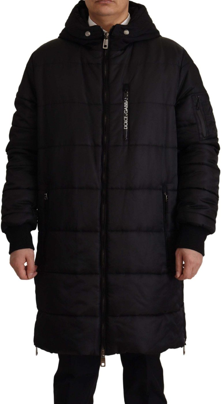 Dolce & Gabbana Black Nylon Hooded Parka Coat Winter Jacket