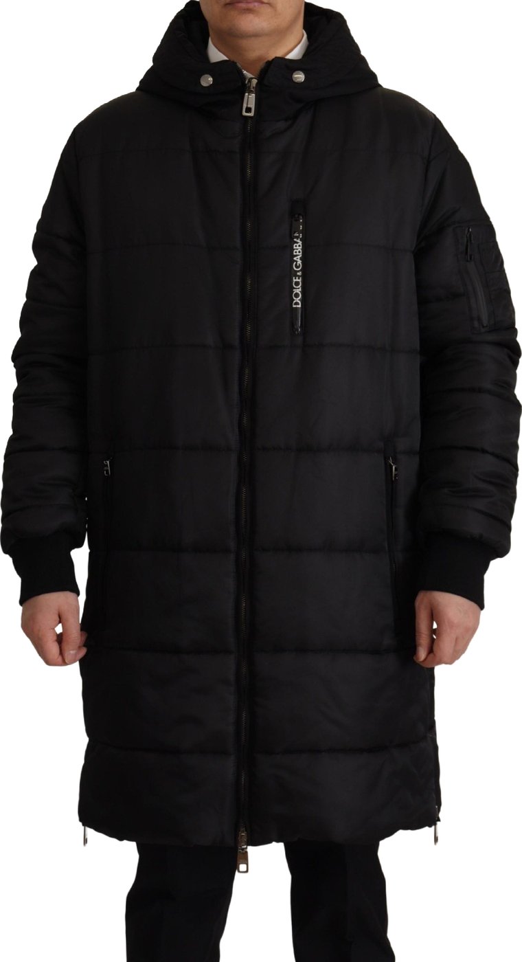 Dolce & Gabbana Black Nylon Hooded Parka Coat Winter Jacket