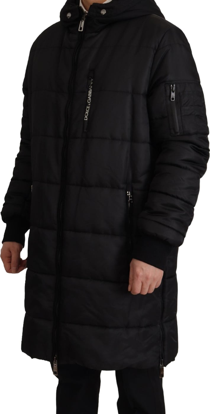 Dolce & Gabbana Black Nylon Hooded Parka Coat Winter Jacket