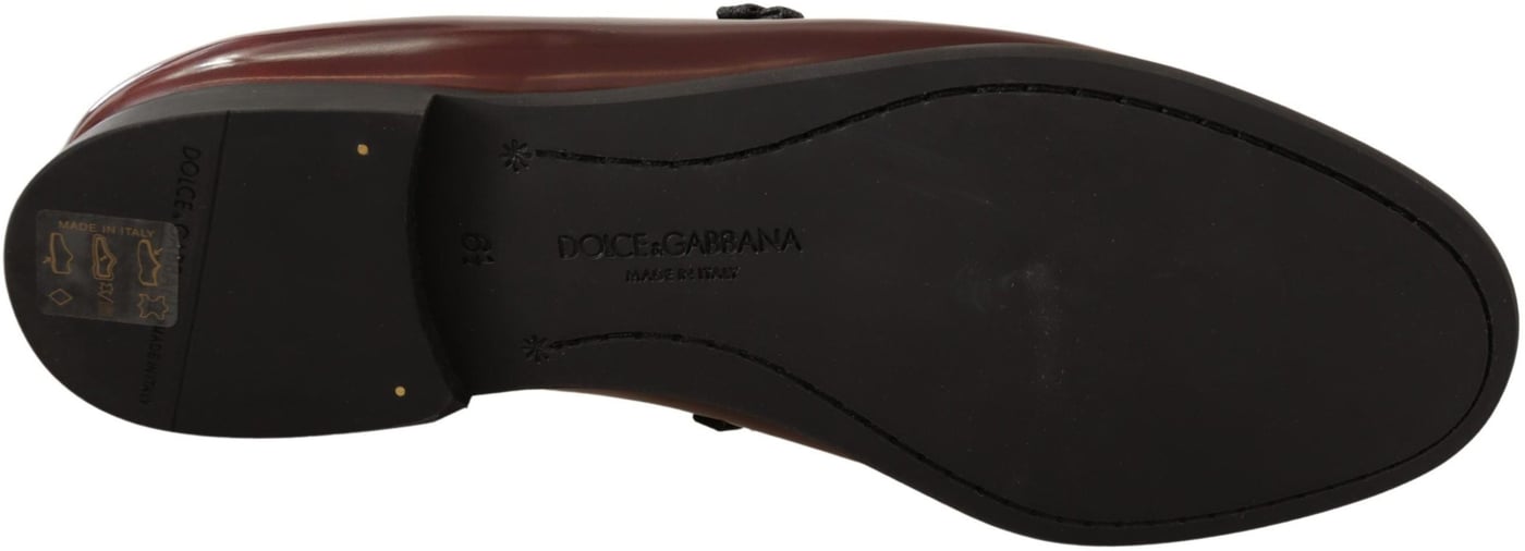 Dolce & Gabbana Bordeaux Patent Leather Dress Loafers Shoes