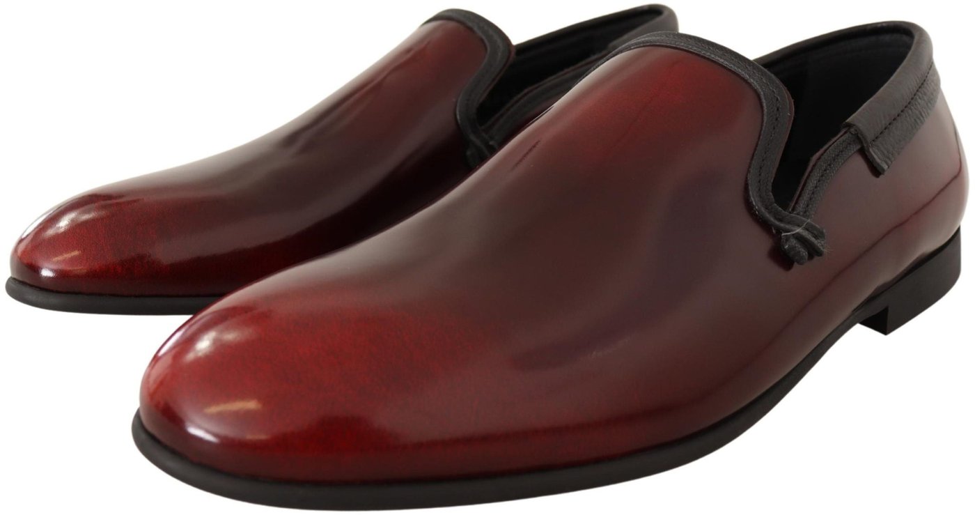 Dolce & Gabbana Bordeaux Patent Leather Dress Loafers Shoes