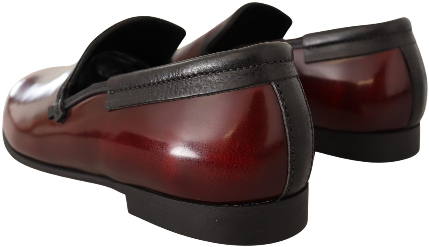 Dolce & Gabbana Bordeaux Patent Leather Dress Loafers Shoes