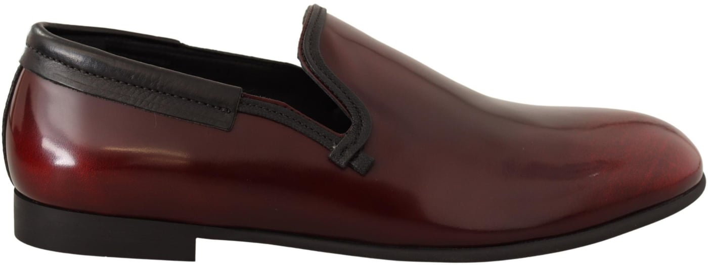 Dolce & Gabbana Bordeaux Patent Leather Dress Loafers Shoes