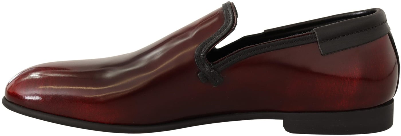 Dolce & Gabbana Bordeaux Patent Leather Dress Loafers Shoes