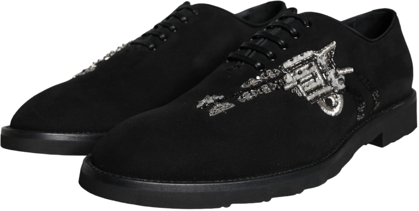 Dolce & Gabbana Black Suede Sicilia Lace Up Formal Shoes