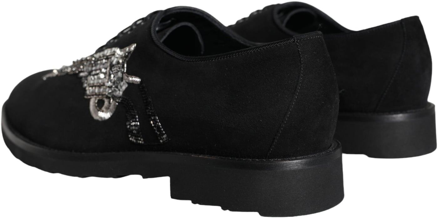 Dolce & Gabbana Black Suede Sicilia Lace Up Formal Shoes