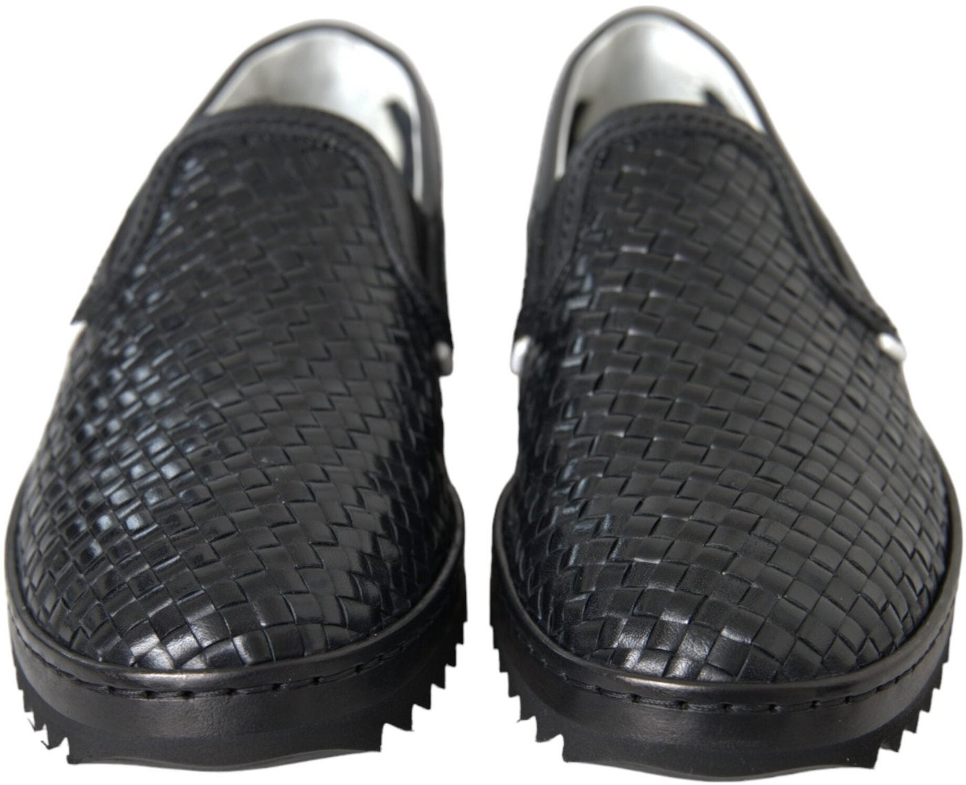 Dolce & Gabbana Black Woven Buffalo Leather Men Loafers Shoes