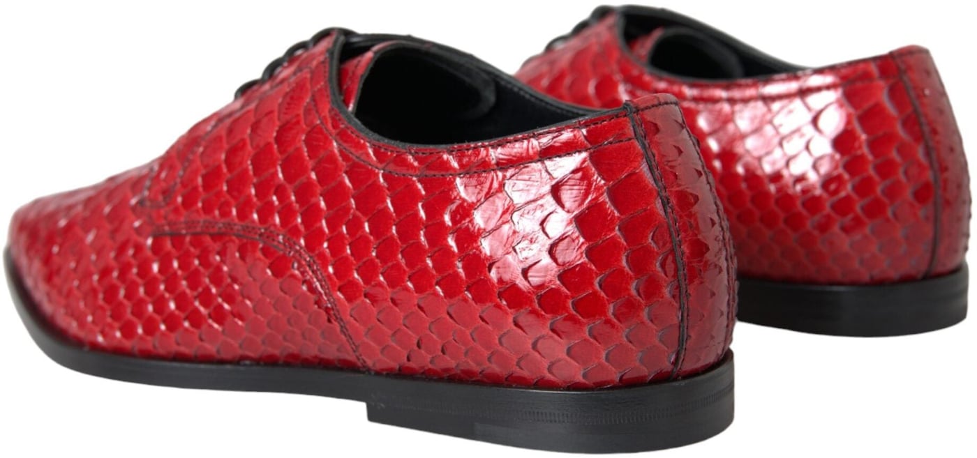 Dolce & Gabbana Red Textured Varnished Derby Men Formal Shoes