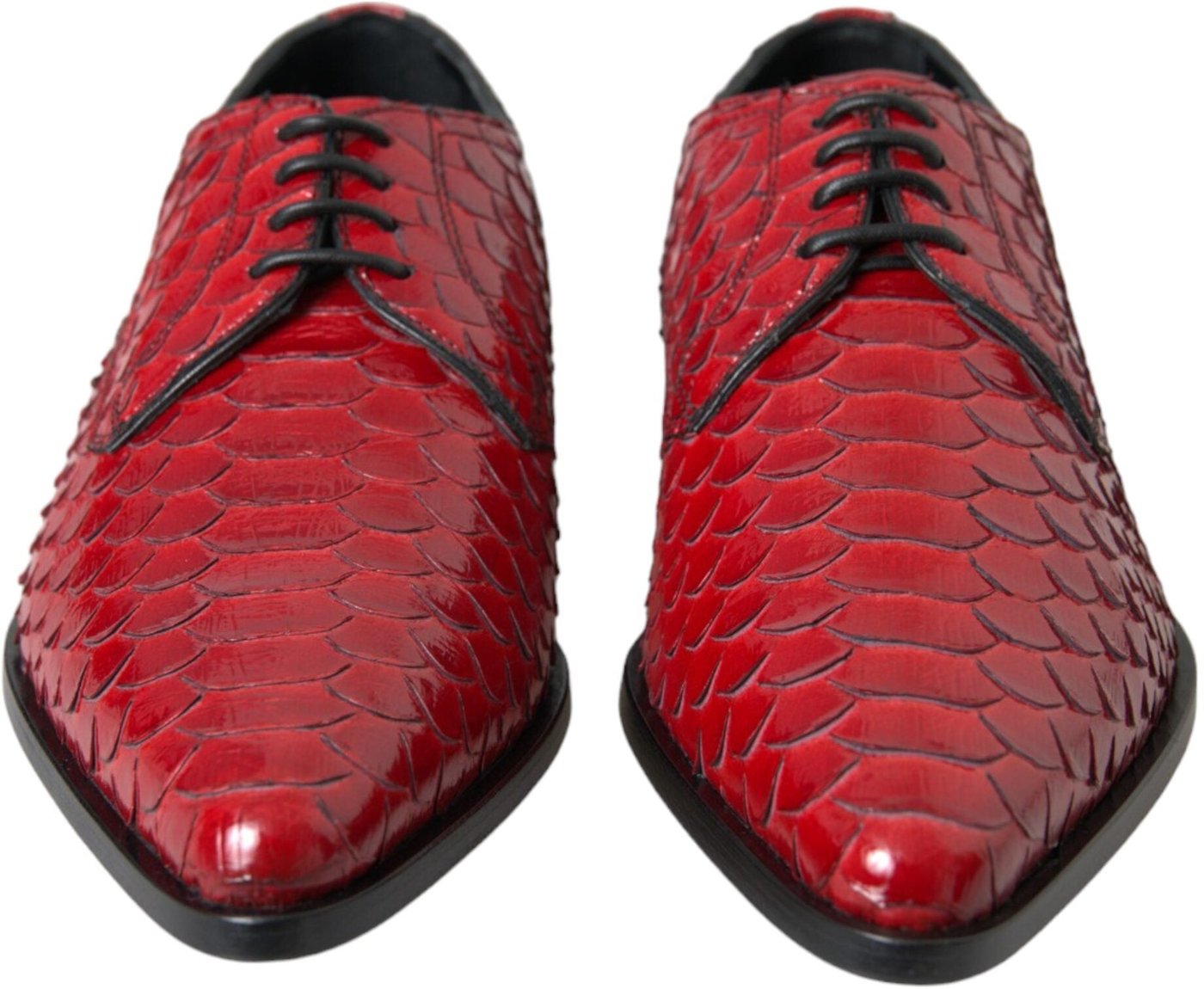 Dolce & Gabbana Red Textured Varnished Derby Men Formal Shoes
