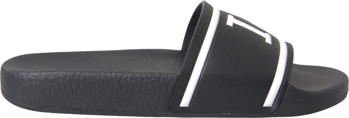 Dolce & Gabbana Black Leather I Love D&G Sandals Slides Shoes