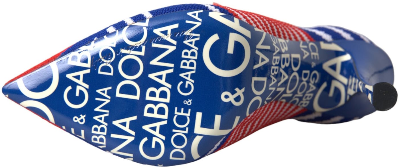Dolce & Gabbana Red Blue Stretch Sock Style Short Boots Logo Shoes