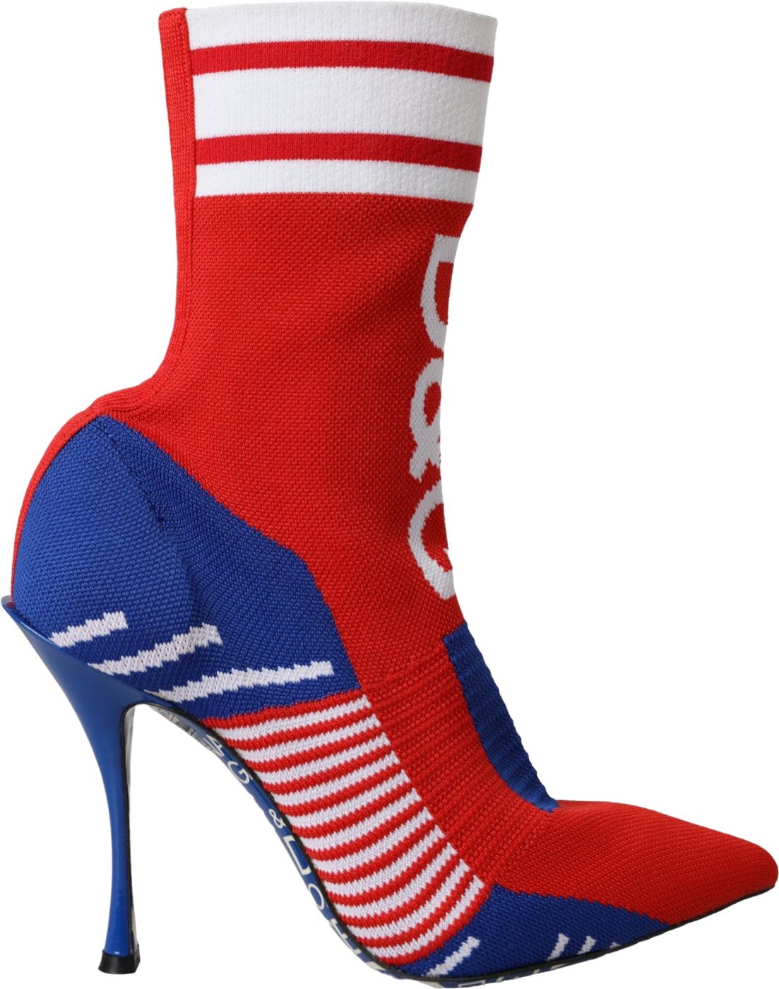 Dolce & Gabbana Red Blue Stretch Sock Style Short Boots Logo Shoes