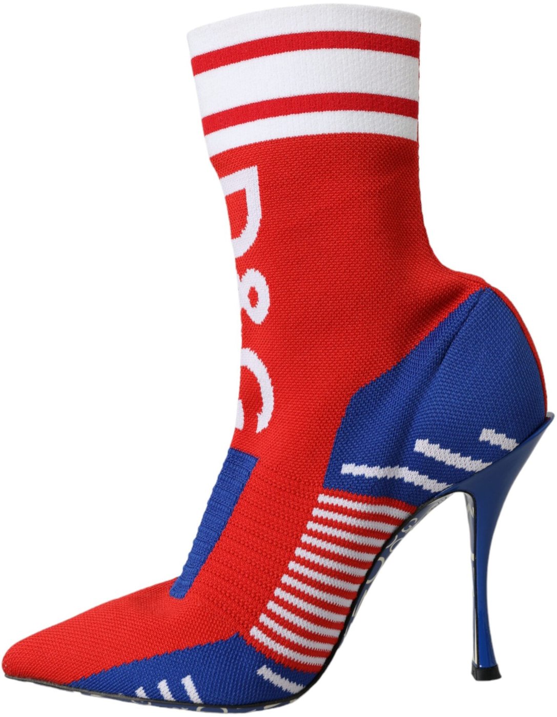 Dolce & Gabbana Red Blue Stretch Sock Style Short Boots Logo Shoes