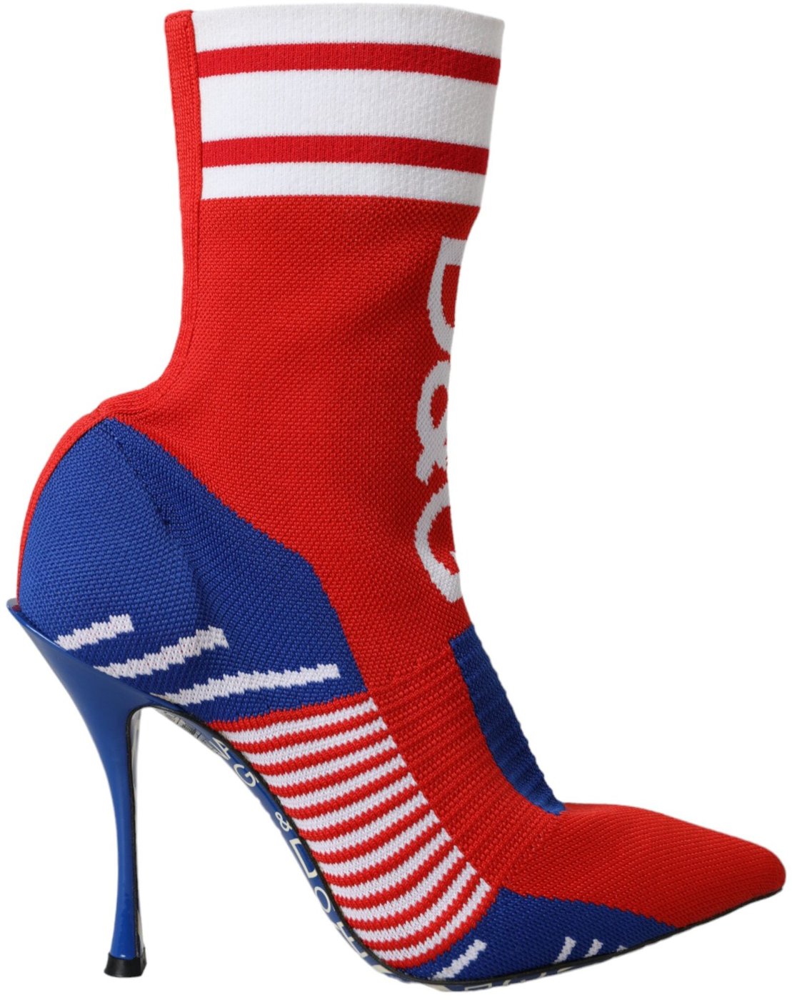 Dolce & Gabbana Red Blue Stretch Sock Style Short Boots Logo Shoes