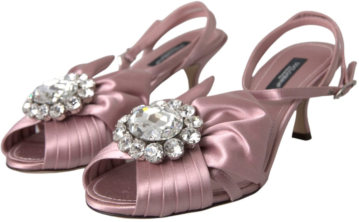 Dolce & Gabbana Pink Keira Crystal Heels Sandals Shoes