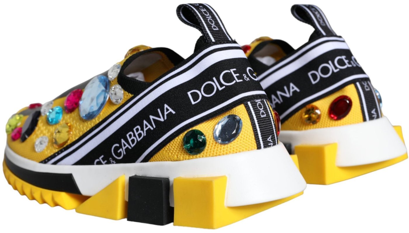 Dolce & Gabbana Yellow Sorrento Crystals Sneakers Womens Shoes