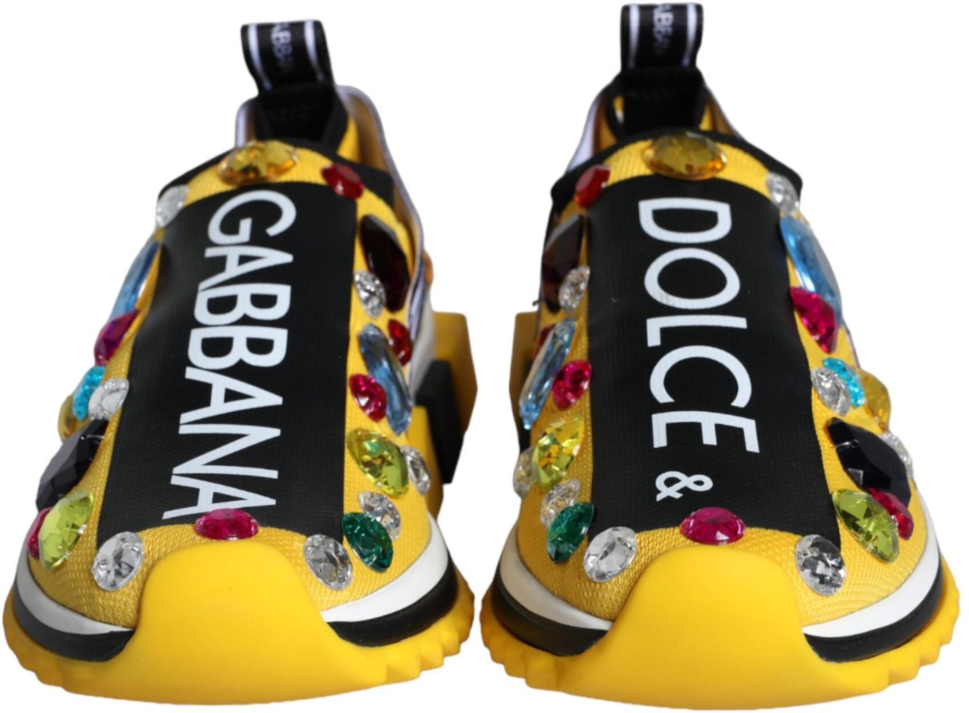 Dolce & Gabbana Yellow Sorrento Crystals Sneakers Womens Shoes