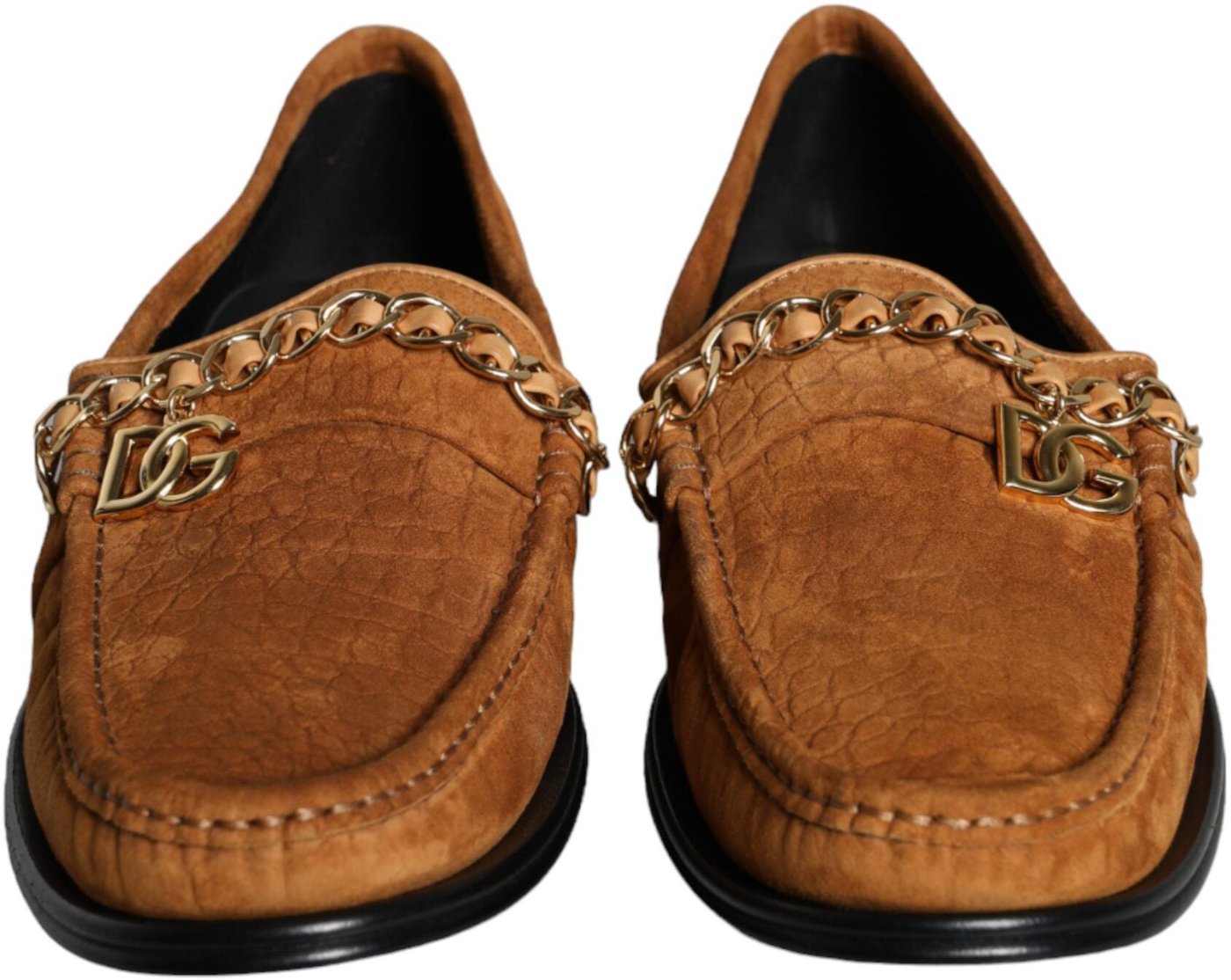 Dolce & Gabbana Brown Velvet Leather Logo Mocassin Slip On Shoes