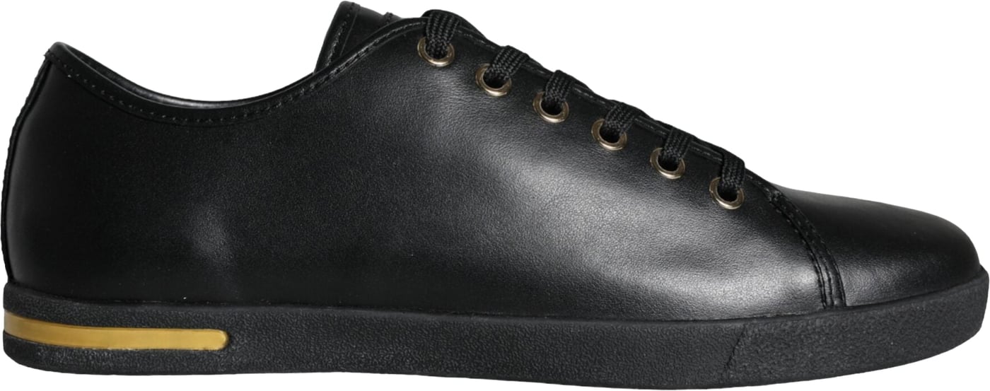 Dolce & Gabbana Black Gold Leather Classic Sneakers Shoes