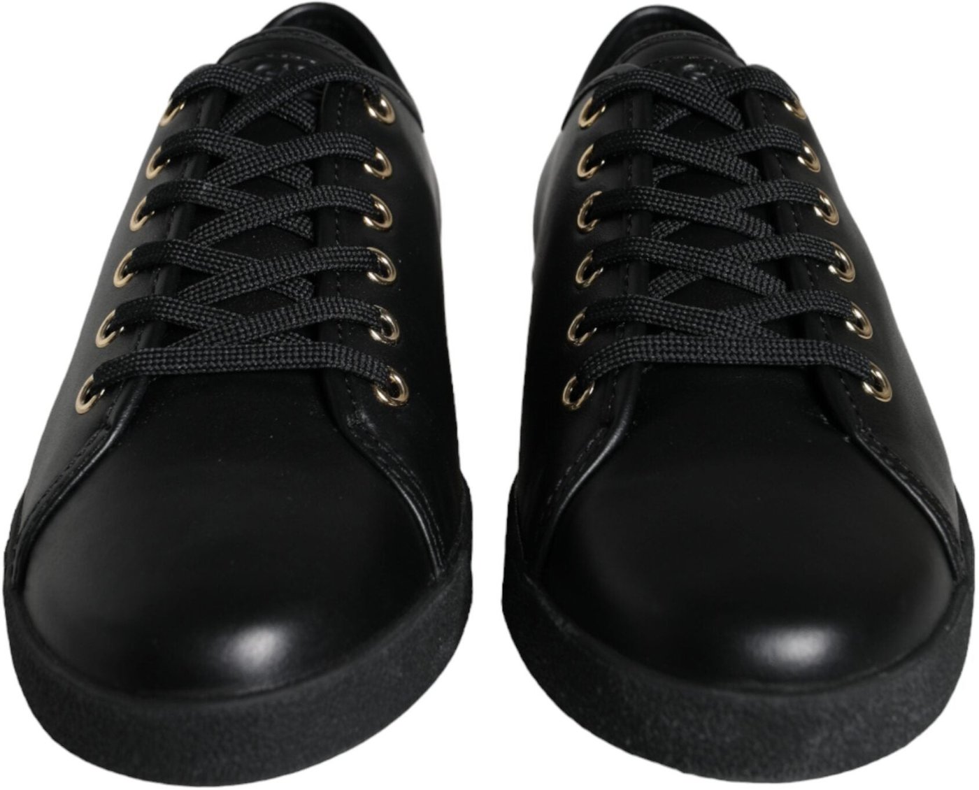 Dolce & Gabbana Black Gold Leather Classic Sneakers Shoes