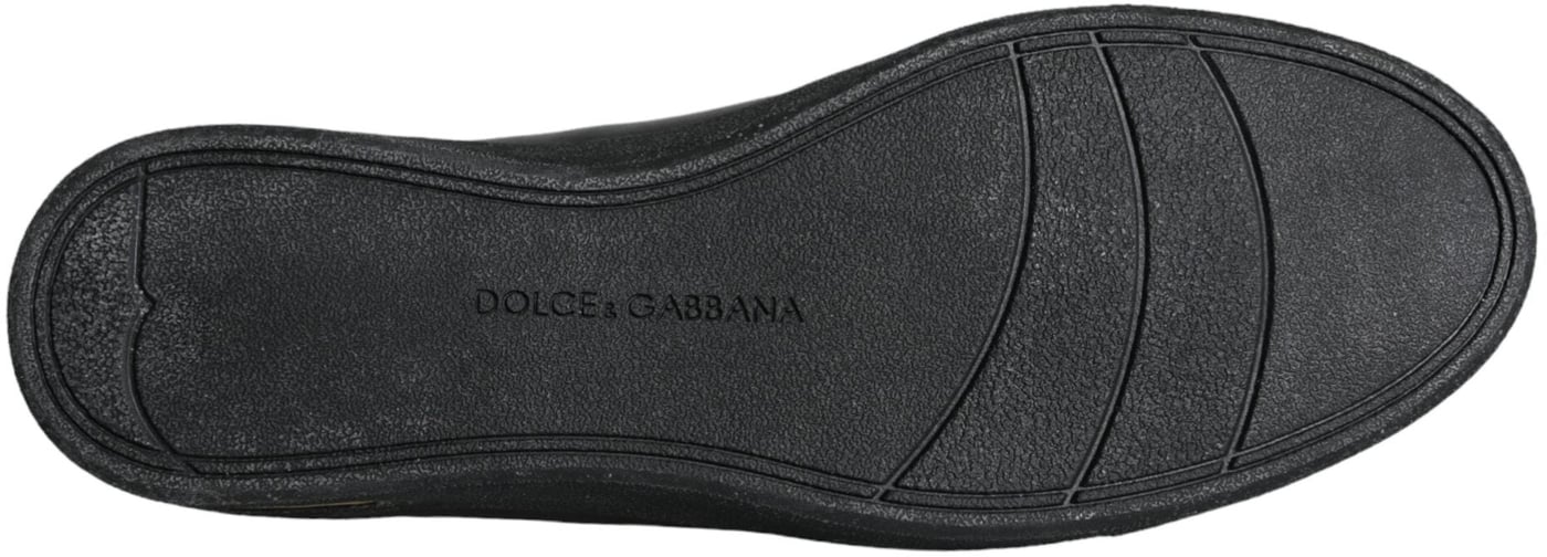 Dolce & Gabbana Black Gold Leather Classic Sneakers Shoes