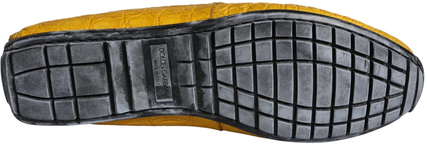 Dolce & Gabbana Yellow Leather Slip Mocassin Loafers Shoes