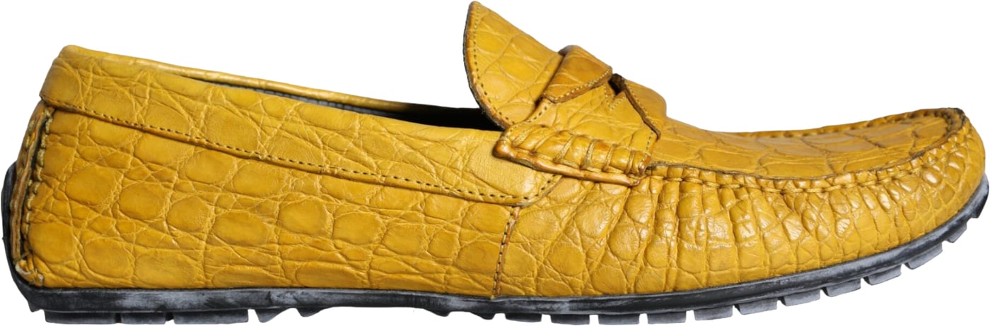 Dolce & Gabbana Yellow Leather Slip Mocassin Loafers Shoes