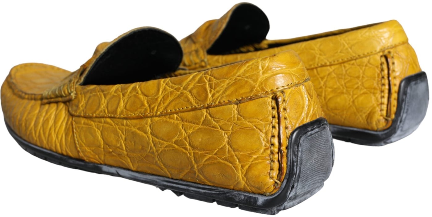 Dolce & Gabbana Yellow Leather Slip Mocassin Loafers Shoes