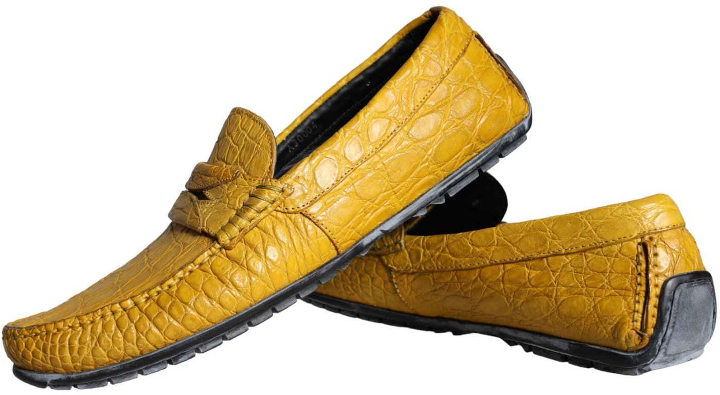 Dolce & Gabbana Yellow Leather Slip Mocassin Loafers Shoes