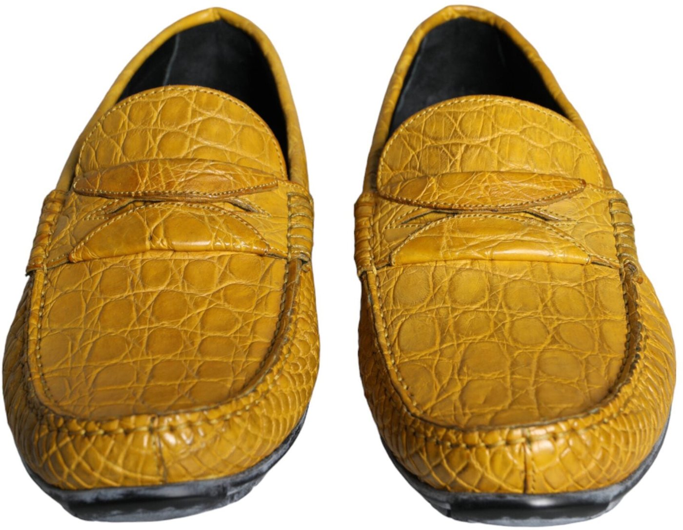 Dolce & Gabbana Yellow Leather Slip Mocassin Loafers Shoes