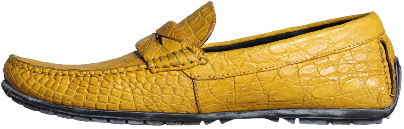 Dolce & Gabbana Yellow Leather Slip Mocassin Loafers Shoes