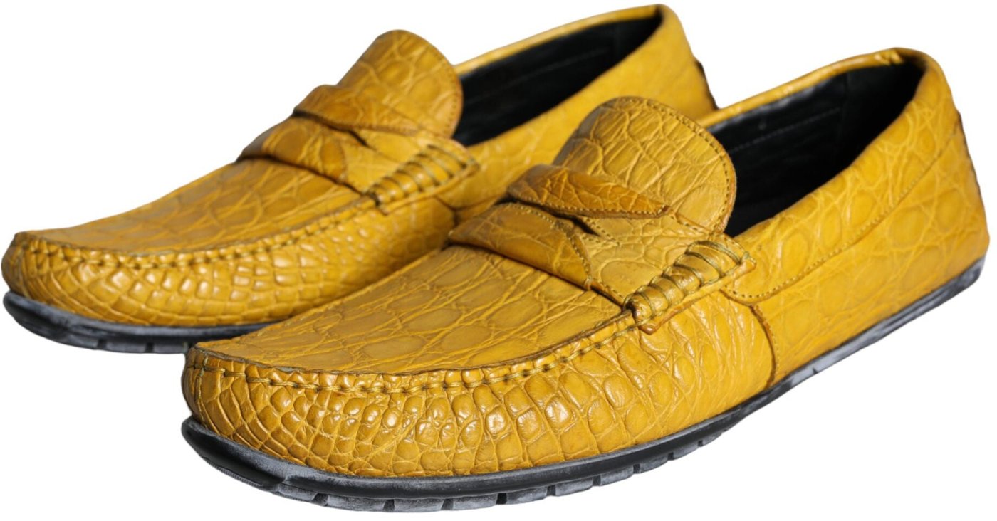 Dolce & Gabbana Yellow Leather Slip Mocassin Loafers Shoes
