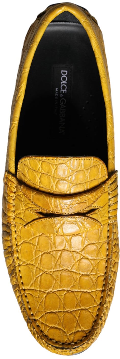 Dolce & Gabbana Yellow Leather Slip Mocassin Loafers Shoes