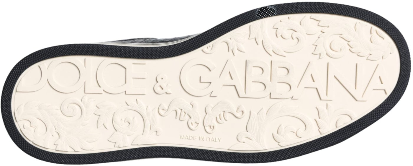 Dolce & Gabbana Black Leather Men Low Top Sneakers Shoes