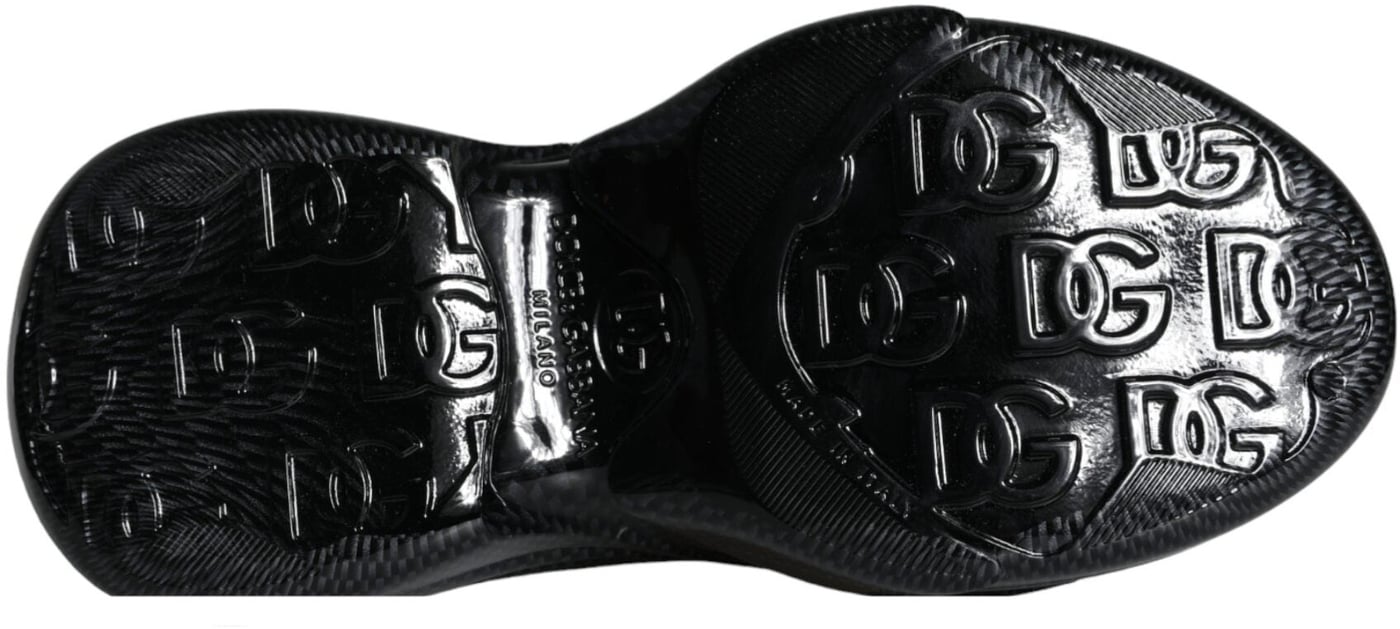 Dolce & Gabbana Black Foiled Rubber Toy Low Top Men Sneakers Shoes