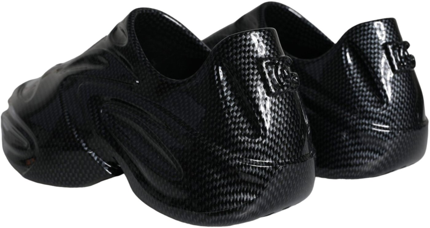 Dolce & Gabbana Black Foiled Rubber Toy Low Top Men Sneakers Shoes