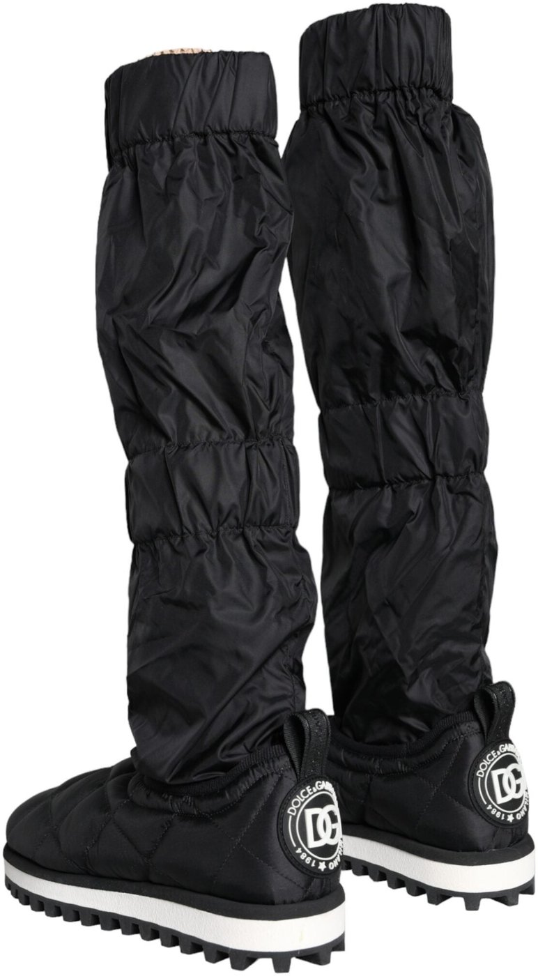 Dolce & Gabbana Black Quilted High Top Boots Sneakers Shoes
