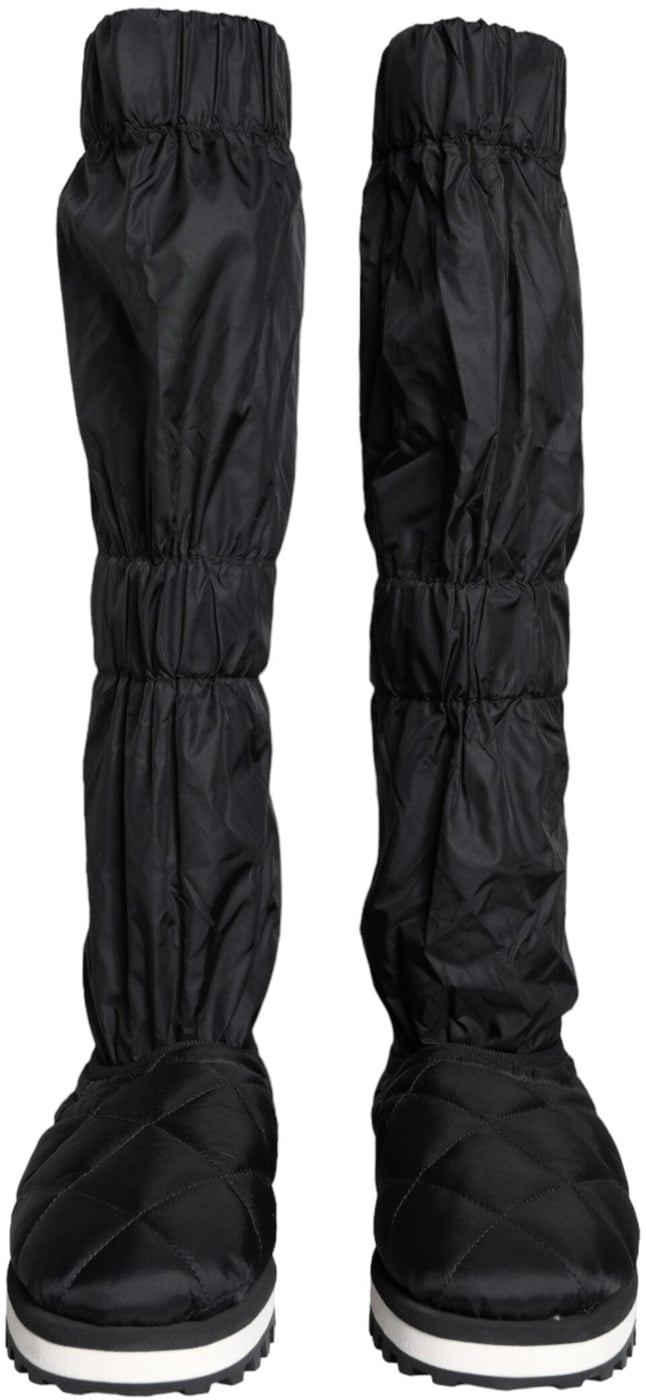 Dolce & Gabbana Black Quilted High Top Boots Sneakers Shoes