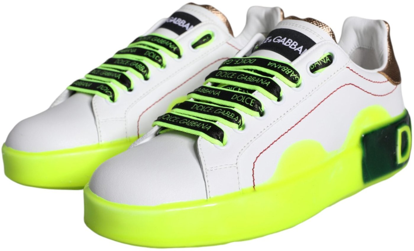 Dolce & Gabbana White Leather Portofino Low Top Sneakers Shoes
