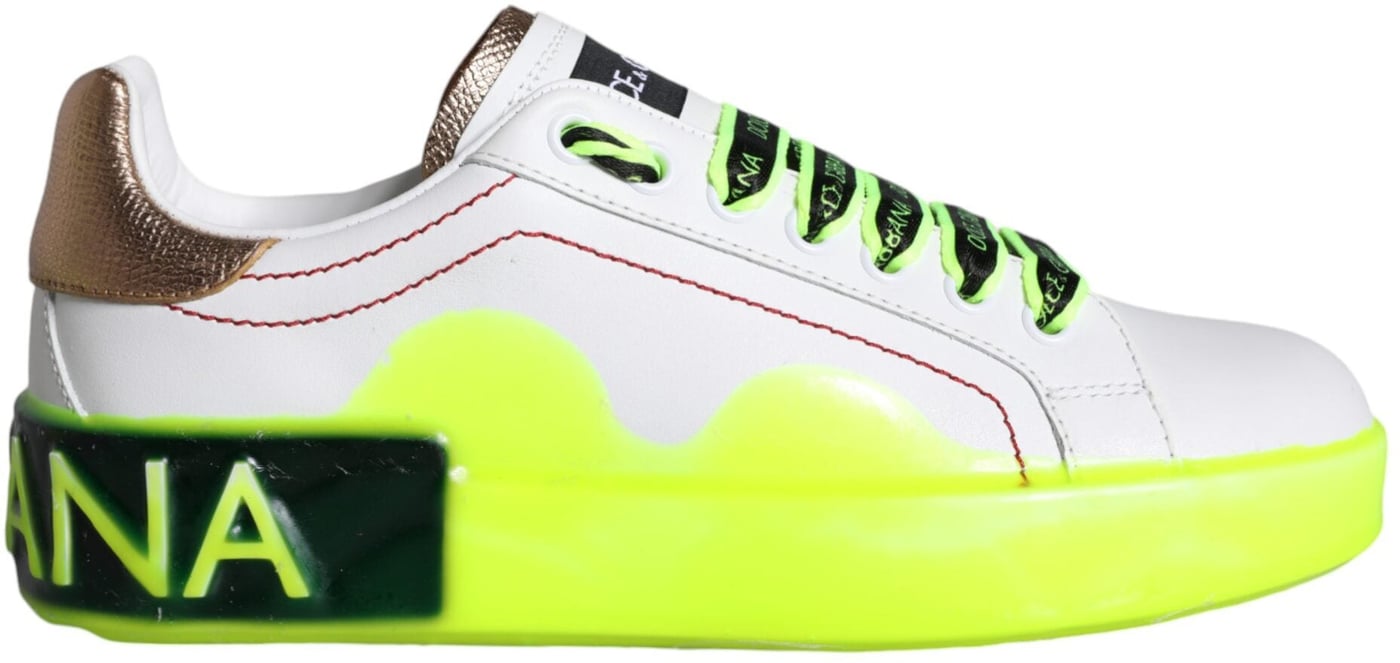Dolce & Gabbana White Leather Portofino Low Top Sneakers Shoes